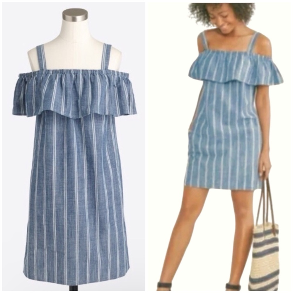 J. Crew Blue and White Striped Mini Dress